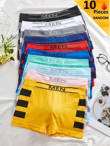 Men's Seamless Striped Briefs with Side Stripes, Comfortable Breathable Casual Youth Underwear, 6 Pack, All Seasons, Fitted Style, Breathable Boxer Briefs