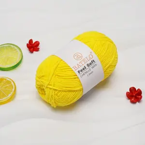 BATELO Thin Chenille Yarn 4 Pack Ultra Soft Plush Polyester for Crocheting Knitting 1.7oz 142yds Each Ideal for Amigurumi Home Decor Mandala Gnome Yarn Pack with Pattern Cards