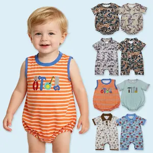 Brown camouflage baby boy summer polo romper Baby Boy Clothes