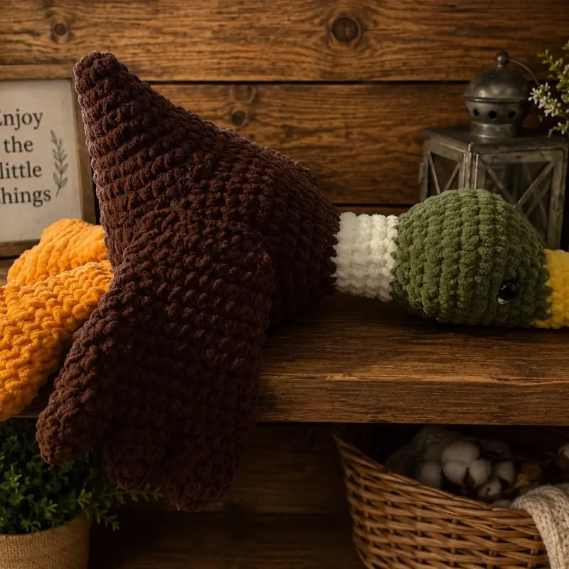 Handmade crocheted mallard plushie