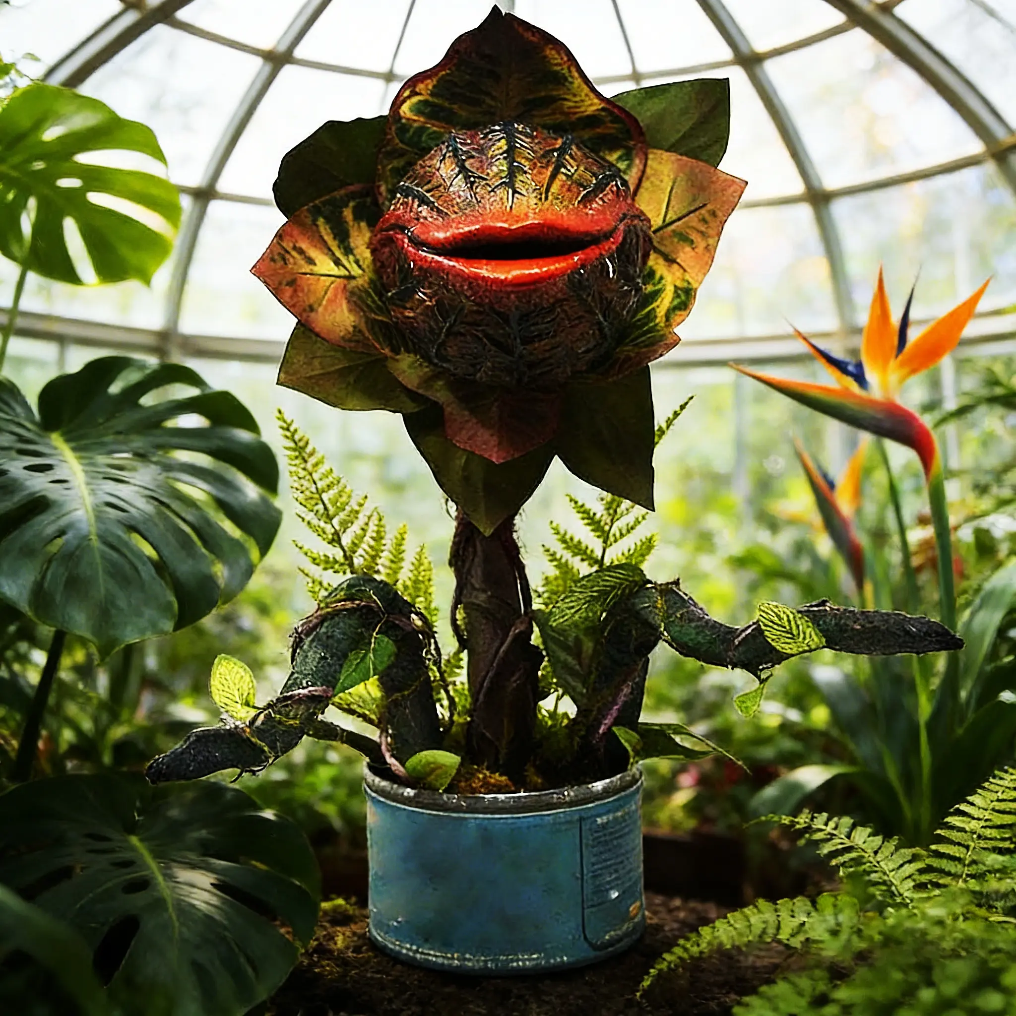 Removable-style carnivorous plant resin Decorative ornament, perfect as an outdoor home garden decoration, Garden accessories, or birthday gift for friends. Includes only the carnivorous plant and two branches; does not include the planter or plant.