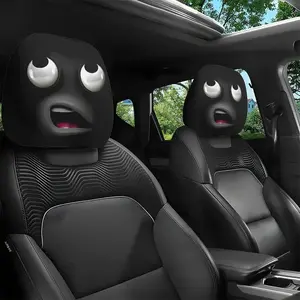2pcs Quirky Expression Car Seat Headrest Covers, Halloween/Christmas Decorations, Universal Car Headrest Covers for Men And Women, Automotive Interior Accessories, Personalized Car Decoration, Suitable for Long Trips