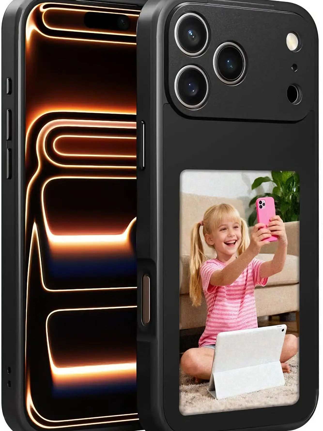 Smart Ink TPU Cellphone Casing Protector for iPhone 17 - 4.0" HD 4-Color E-Ink Screen, NFC Wireless Transfer, Instant DIY Photo Customization Display, Durable Shockproof Water Proof, Digital Accessory, Girlfriend Gift