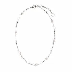 Women's Minimalist Pearl Beaded Anklet - Dainty White Gold Plated Chain, Elegant Summer Anklet Jewelry, Ideal Gift for Daily Wear & Coastal Vacation Style