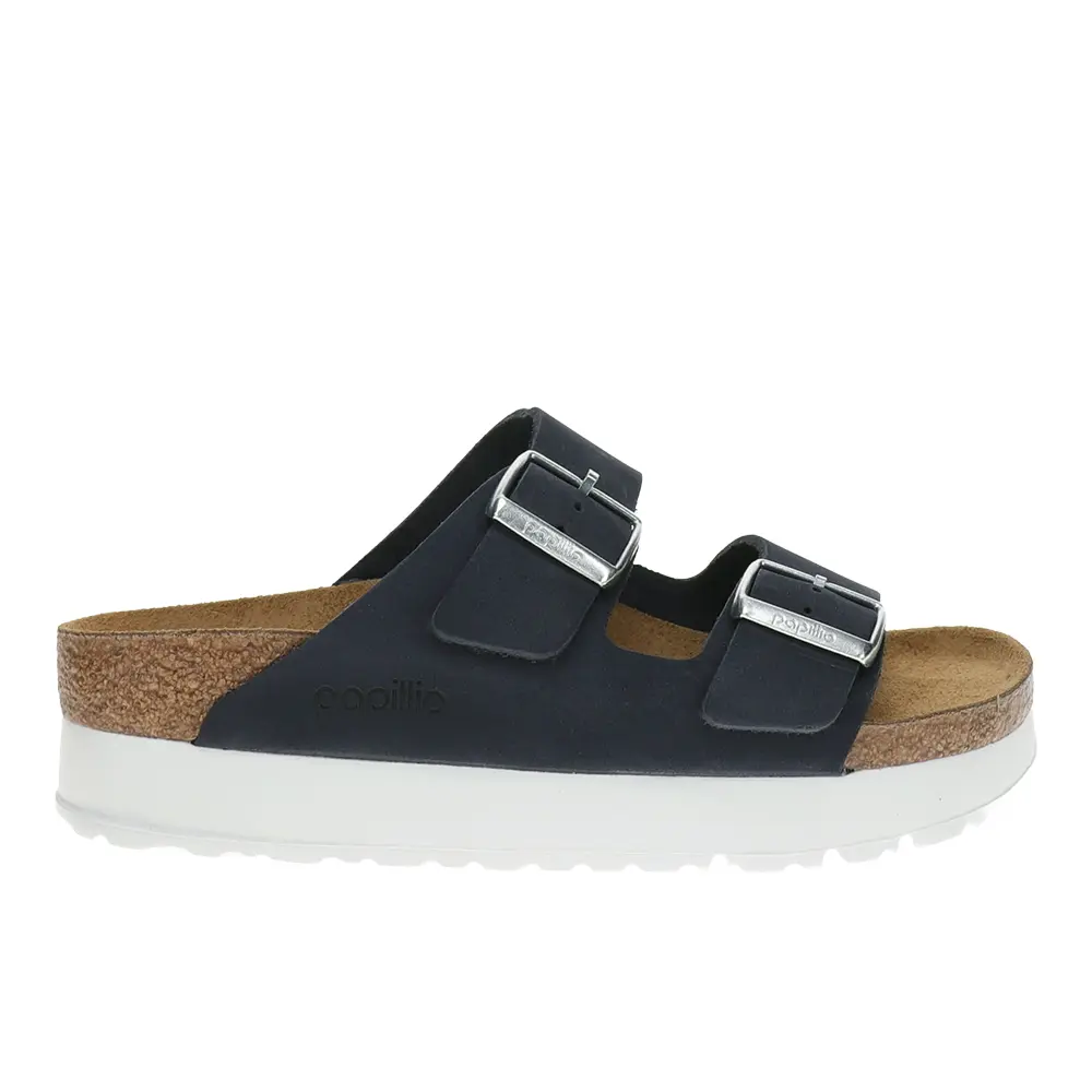 BIRKENSTOCK Womens Arizona Flex Platform Nubuck Leather Casual Sandals Casual Low Heel 1-2" - Blue
