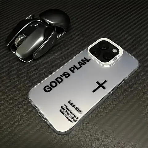 "God's Plan" Themed Preppy TPU Laser Craft Smartphone Casing, Shockproof Anti-Drop Handheld Devices Accessory for iPhone 17,16,16 Plus,15,14,13,12,11 (Mobile Phone Accessories)