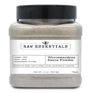 Raw Essentials Worcestershire Sauce Powder - Robust and Tangy - Elevates Stews, Sauces, Marinades, and Cocktails - Vegan - 11 Ounce