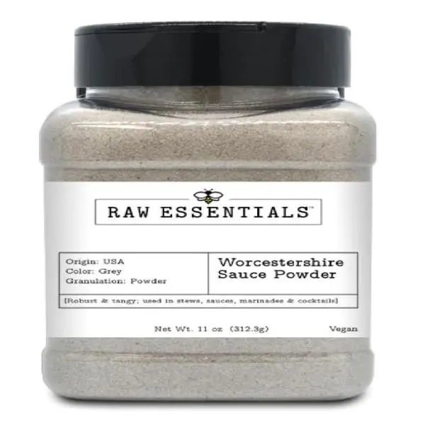 Raw Essentials Worcestershire Sauce Powder - Robust and Tangy - Elevates Stews, Sauces, Marinades, and Cocktails - Vegan - 11 Ounce