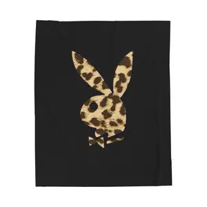 Playboy Leopard Print Velveteen Plush Blanket