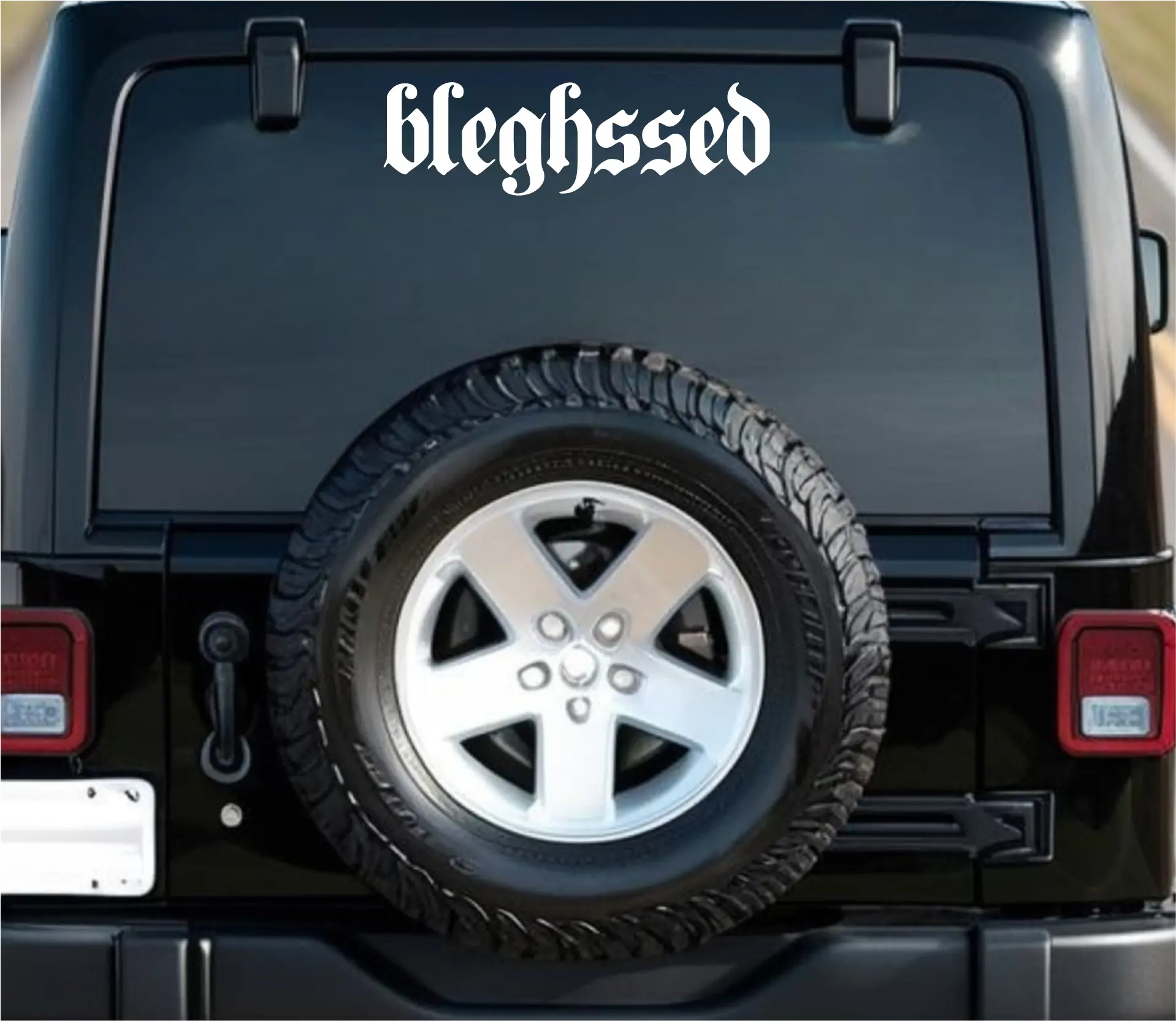 Bleghssed Gothic Vinyl Car Decal – Funny Metalcore-Inspired Sticker for Alt Girls, Alt Guys, and Goth Aesthetic Fans – Heavy Music Humor Design for Cars, Laptops, Water Bottles – Screamo Emo Scene TikTok Trend Alt Metalhead Accessory