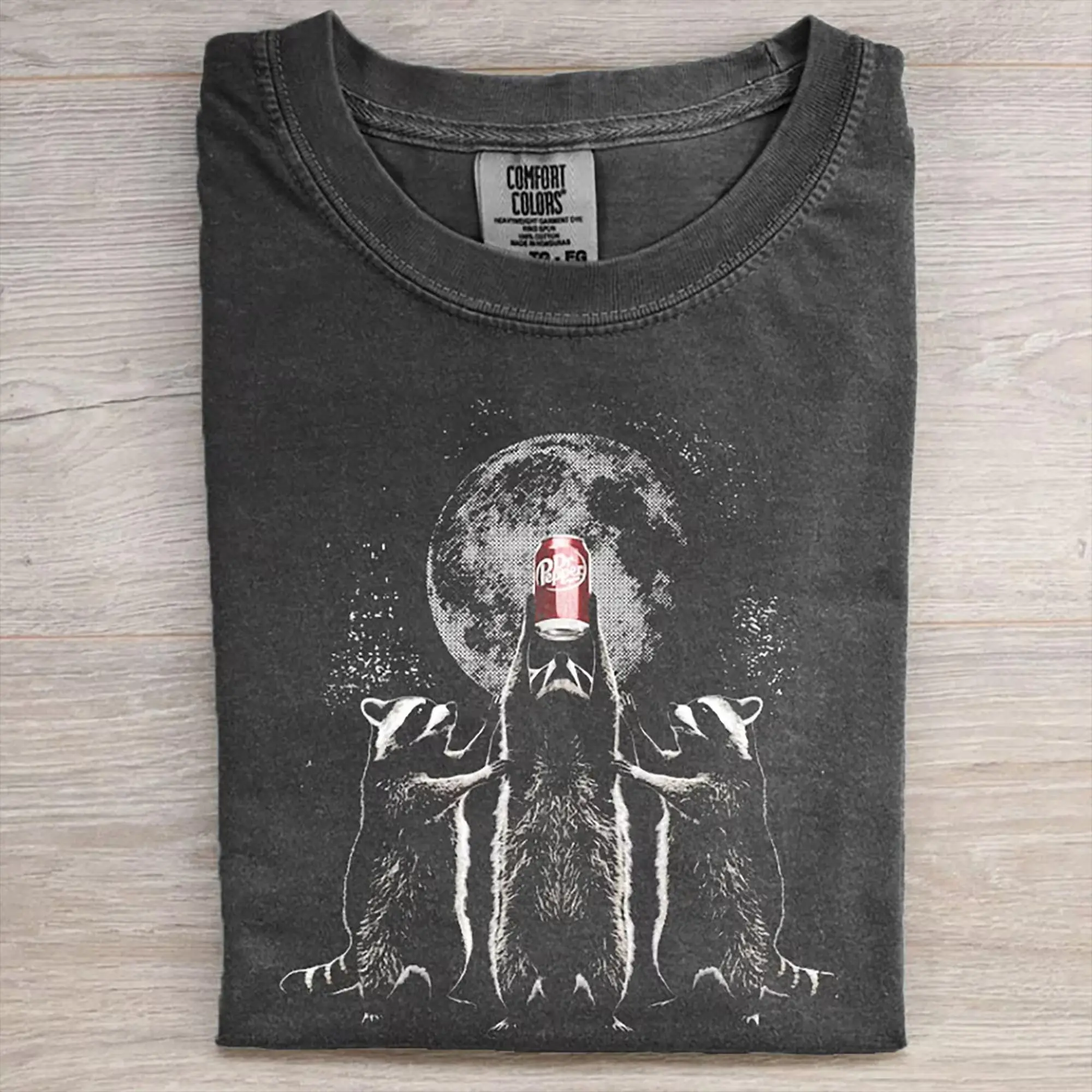 Comfort Colors Three Raccoons Dr Pepper T-shirt, Retro Animal Meme Tee, Raccoon Humor Comfort Colors Shirt, Funny Raccoon Graphic Tees