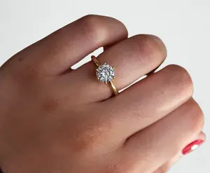 Adjustable 18K Gold Plated CZ Solitaire Ring – Dainty Travel Engagement Dupe | Stackable & Waterproof