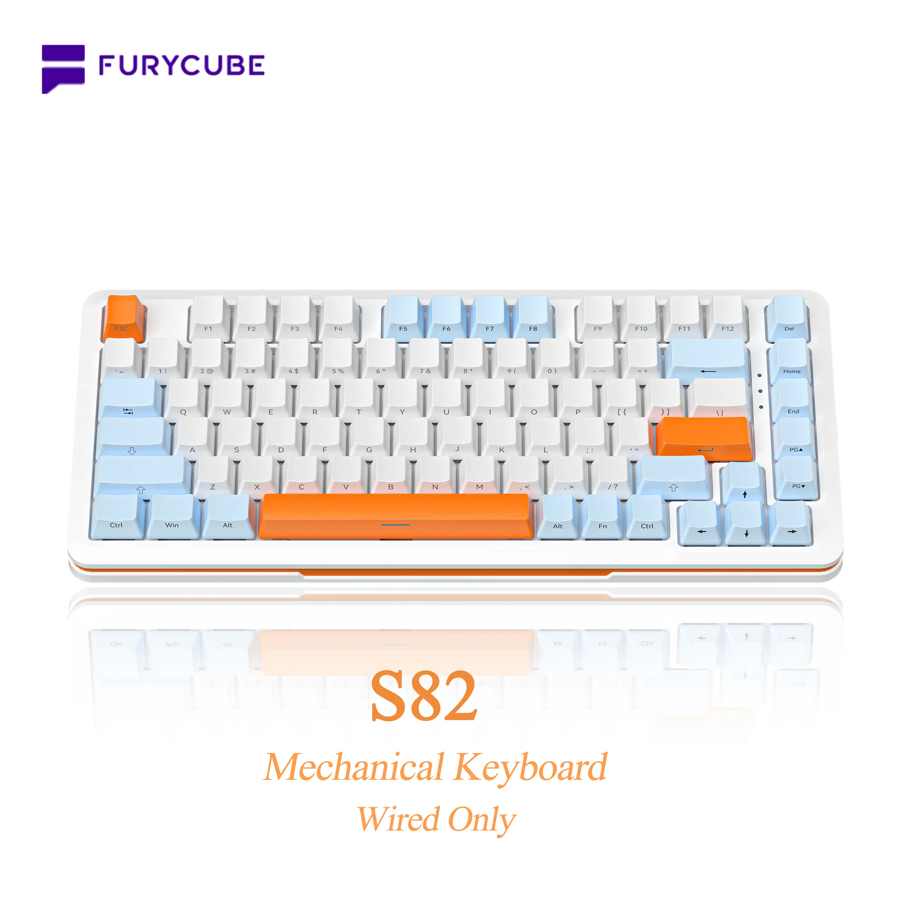 Furycube S82 Side-Engraved Mechanical Keyboard, Gasket Structure 82 Keys, PBT Keycaps, Silver Switch Creamy Sound, White Light, Dual-Layer Sound Dampening, Hot-Swappable, All-Keys Anti-Ghosting, Compatible with Windows/Mac, Blackfriday, Christmas gift
