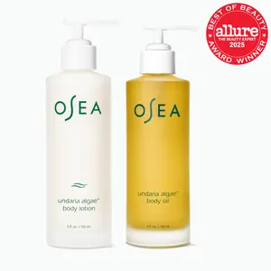 OSEA Mega Moisture Duo - Undaria Algae Body Lotion & Oil Set for Instant Hydration & Firming - Lightweight Moisturizer for All Skin Types