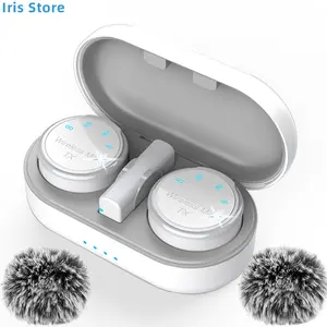 New Magnetic Wireless Lavalier Lapel Microphone with Noise Cancelling Necklace and Windproof Cover, Audio Video Recording for Smartphones