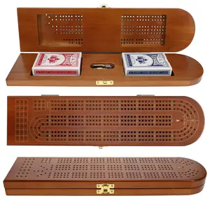 Pacific Shore Games Wooden Cribbage Board Game Set, Continuous 3 Track