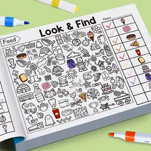 Puzzle interaction Find a coloring book, the picture book contains more than 1,000 kinds of animals, vegetables, vehicles, musical instruments, letters, etc. Fun puzzle early education preschool enlightenment Toddler Workbook Toddler Busy Book
