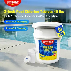 SummervibesPROFELIZ Chlorine Tablets 3 Inch for Swimming Pools, Kills Bacteria and Stops Algae, Slow Dissolving,Exclusive Protective Packaging,Pool Chlorine Tablets,40lbs