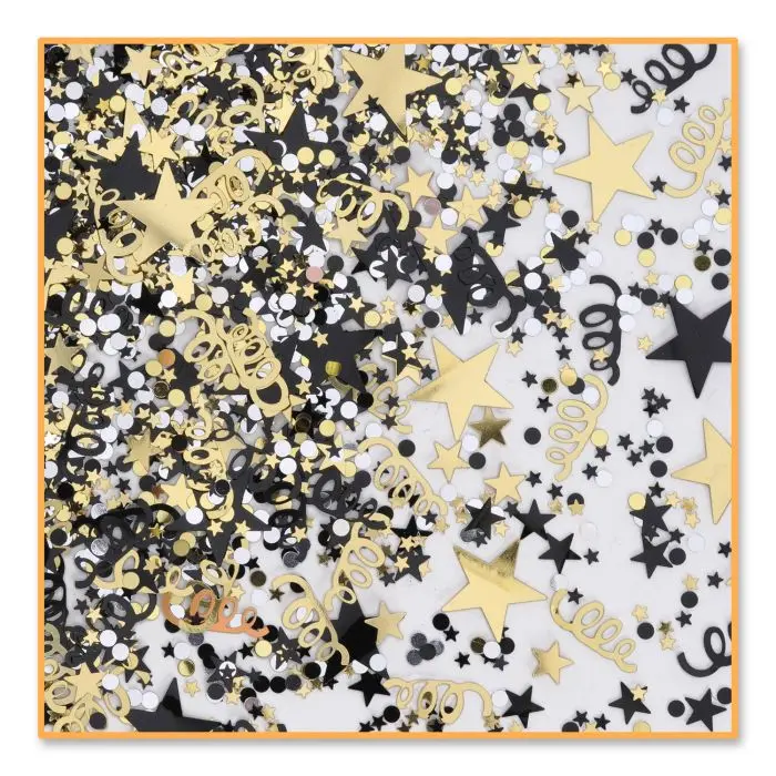 Beistle Plastic Awards Night Confetti - 0.5 oz, Assorted Shapes, Gold and Black Colors, Festive Party Decoration for Home & Party Supplies