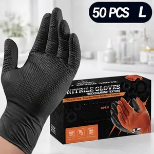 Nitrile Gloves, Disposable Gloves Rubber Gloves for Medical, Cooking, Cleaning, and Food Prep, Large Vinyl Gloves(Black)