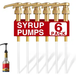 6 Pack  Syrup Pumps Leak Proof Coffee Syrup Dispenser, Fits 25.4 Oz Coffee Flavoring Syrup Bottles,  for  & Coffee Bar Drinking Mixes, , Beverage