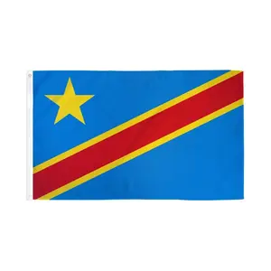 3x5ft Polyester Dye-Sublimation Print Democratic Republic of the Congo Flag, Outdoor Party Decoration Banner, Home Festive Supplies