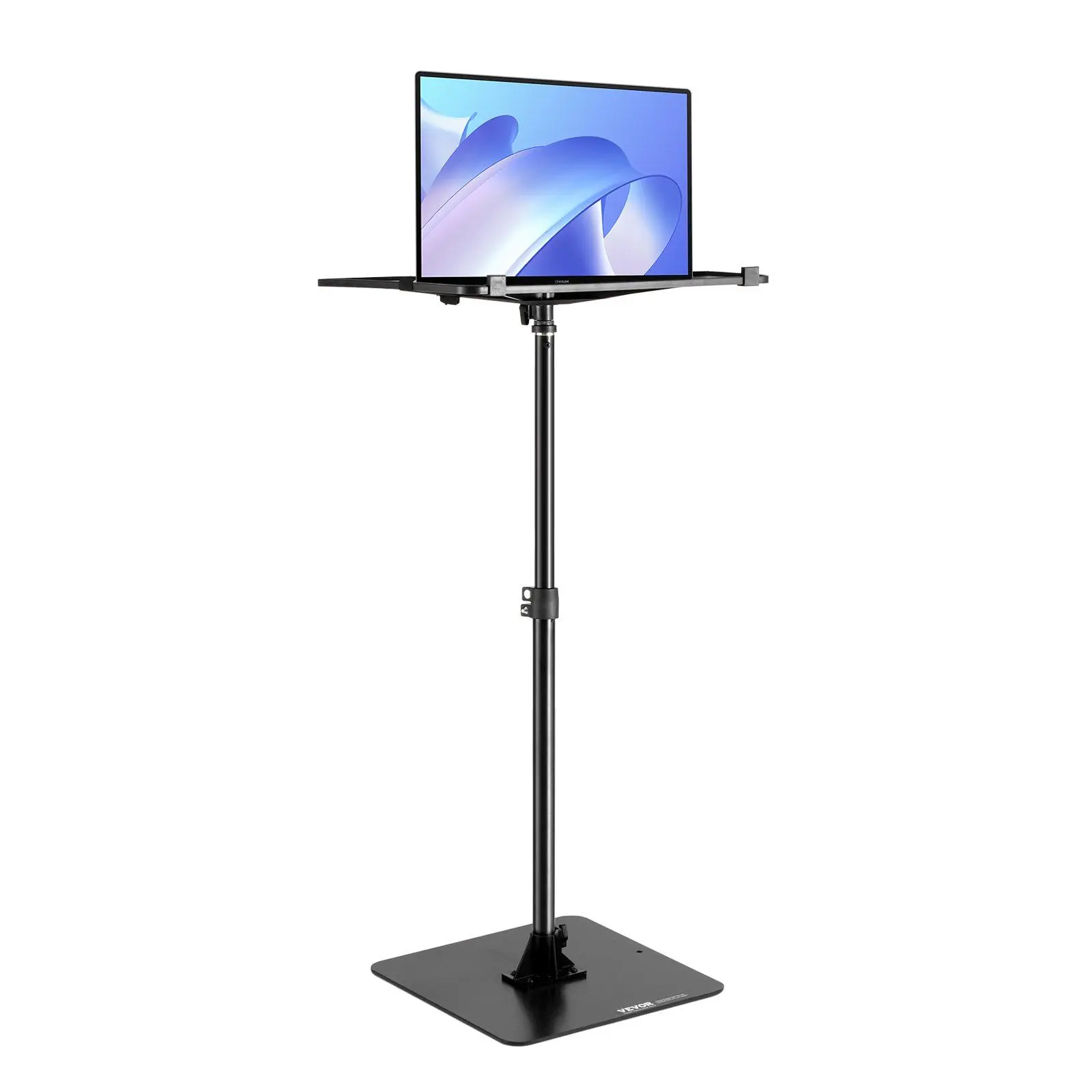 VEVOR Adjustable Projector Floor Mount with Tray, Accessories & Cable Management, 30.3-63.4 in Height, 22 lbs Max Load, Black DJ Equipment Stand for Outdoor Movies, Home Use