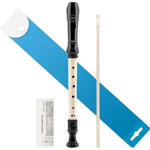 Soprano Recorder for Beginners, 8 Hole Plastic  Fingering Flute Recorder 3 count with Cleaning stick, Cotton pouch, Fingering Chart, Colorful box (Black&)