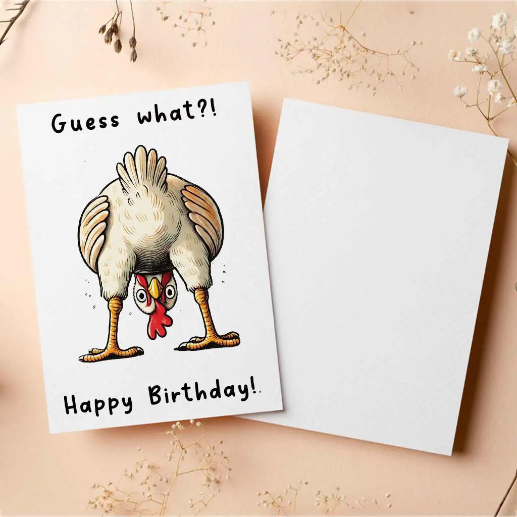 [5x7inch Envelope Included] Chicken Butt Birthday Card, Funny Birthday Card for Friends, Bestie, Funny Birthday Card for Him, Funny Birthday Card for Her, Birthday Friend, Best Friend Gift, Funny Greeting Card, Blank Inside with Envelope - bid10007