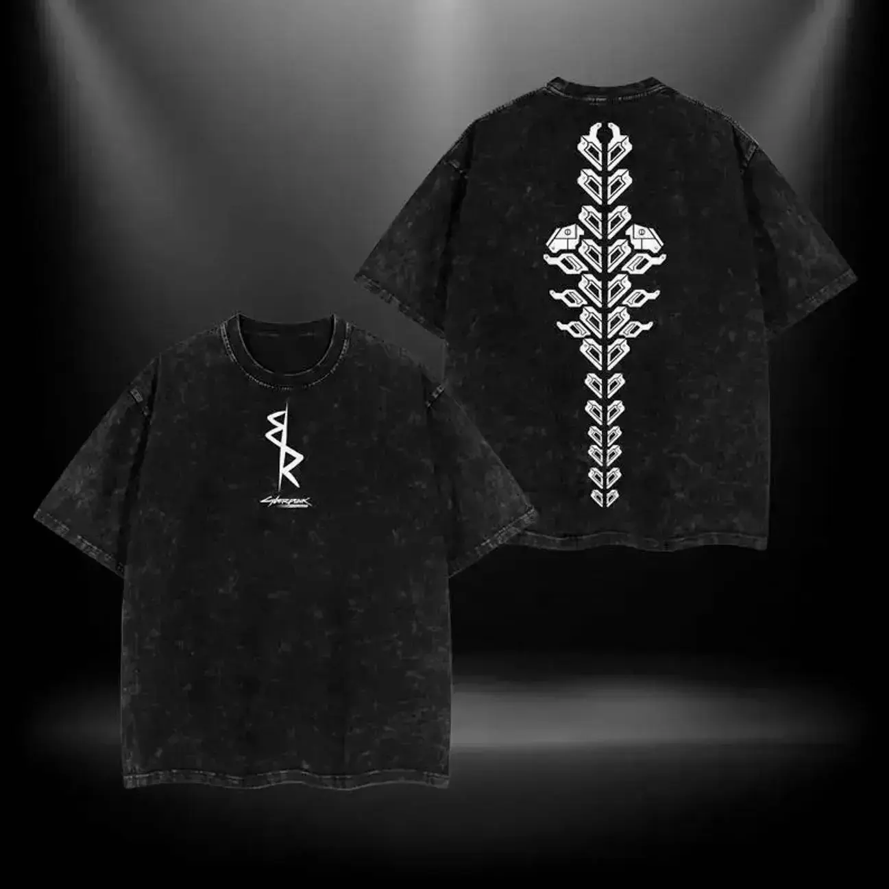 Men's Oversized Acid-Wash Short-Sleeve Anime Print T-Shirt - Soft Cotton Menswear, Cyberpunk Edgerunners/David Sandevistan/Jujutsu Kaisen Graphics, Casual Streetwear, Ideal Gift for Anime Lovers, Shortsleeve, Tshirt