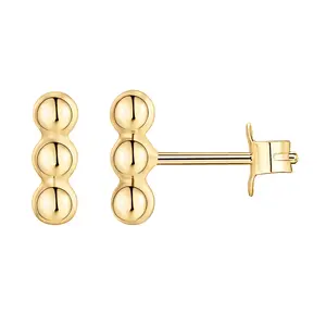 PAVOI 14K Gold Plated 925 Sterling Silver CZ Simulated Diamond Earrings - Dainty Geometric Shape Mini Bar Stud Earrings for Women