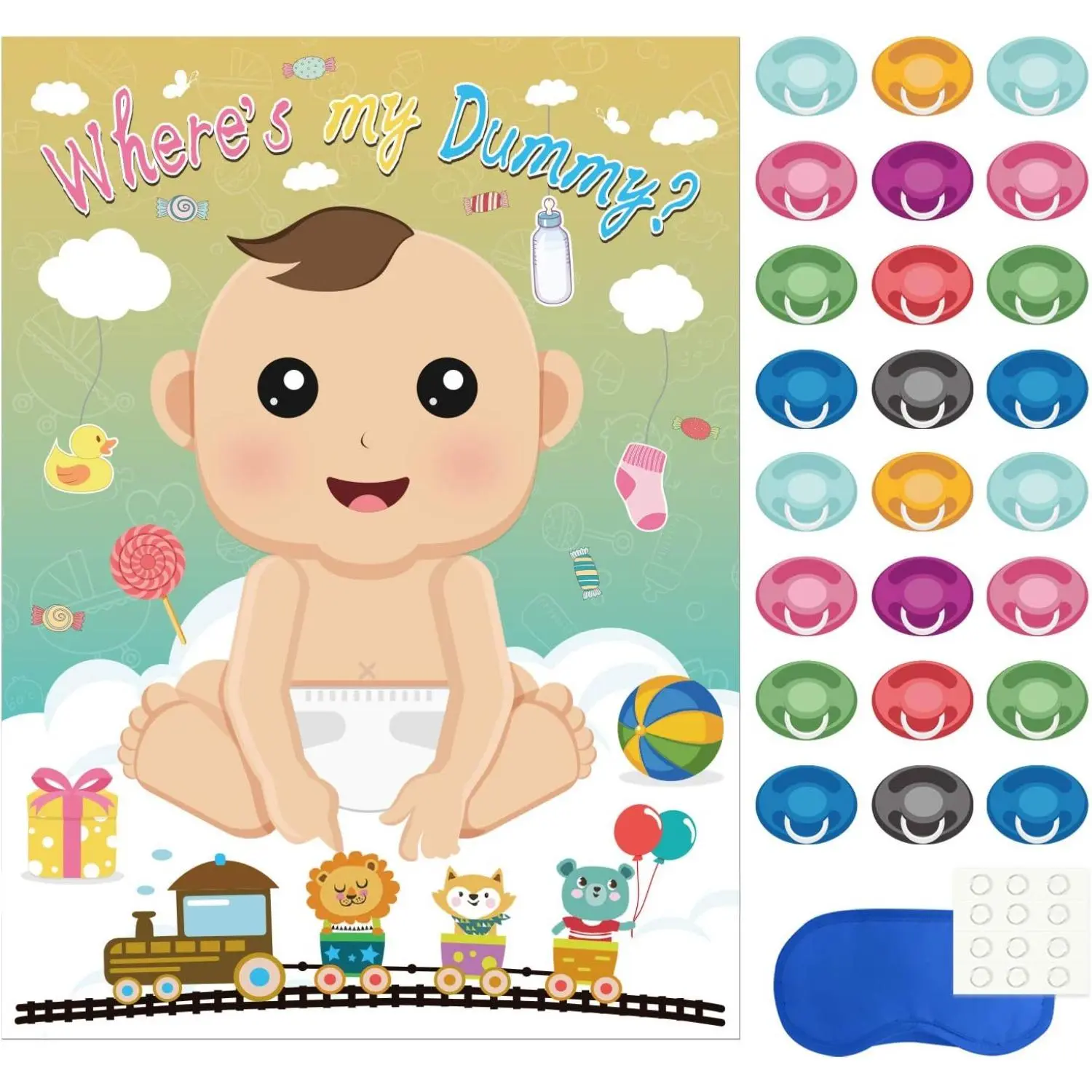 Baby Shower Party Games,Juegos para Baby Shower,Pin The Dummy on The Baby Game with 24Pcs Pacifier Stickers for Baby Shower Party Supplies Gifts gifts boyfriend gifts girlfriend #Traditional