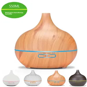 Wood Grain Diffuser - Smart Bluetooth Humidifier with Remote, 7 LED Lights & Auto Shut-Off