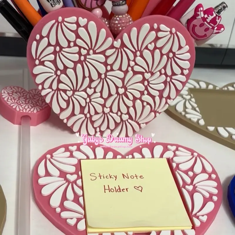 Mexican Talavera Full Desk Set, Pen Holder, Note Holder, Paper Clips, Straw Topper, Desk Decor