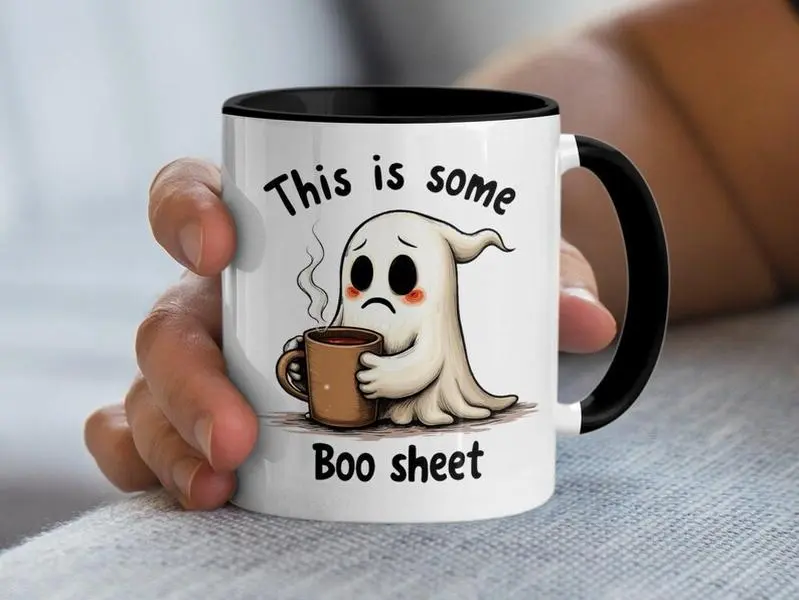Cute Ghost Coffee Mug Funny Ghost Design Halloween Mug Spooky Coffee Cup Humorous Gift Mug Cute Halloween Ceramic Mug Ghost Lover Gift Fall Spooky Season Mug