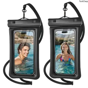 2-Pack Waterproof Phone Pouch with Lanyard, Clear IPX8 Waterproof Cell Phone Case with Floatable Design, Universal Dry Bag for iPhone and Galaxy Phones up to 7", Ideal for Beach, Swimming, Diving, Cruise, and Travel