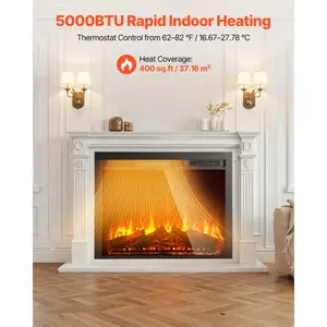 summervibes VEVOR Electric Fireplace Insert, 35 inch Recessed and Wall Mounted with Adjustable Flame Color Brightness 8h Timer Remote Control, Indoor Heater w/ 750W/1500W Dual Heating Modes, 5000BTU Black