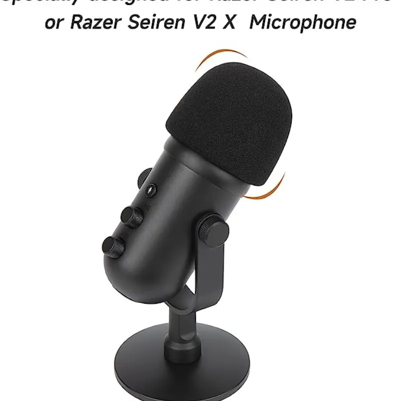 Razer Seiren V2 X Microphone Sponge Cover, Windscreen, Splash Proof, Dustproof, Washable, Reusable, Live Streaming, Podcasting, Recording, Studio Equipment, Audio