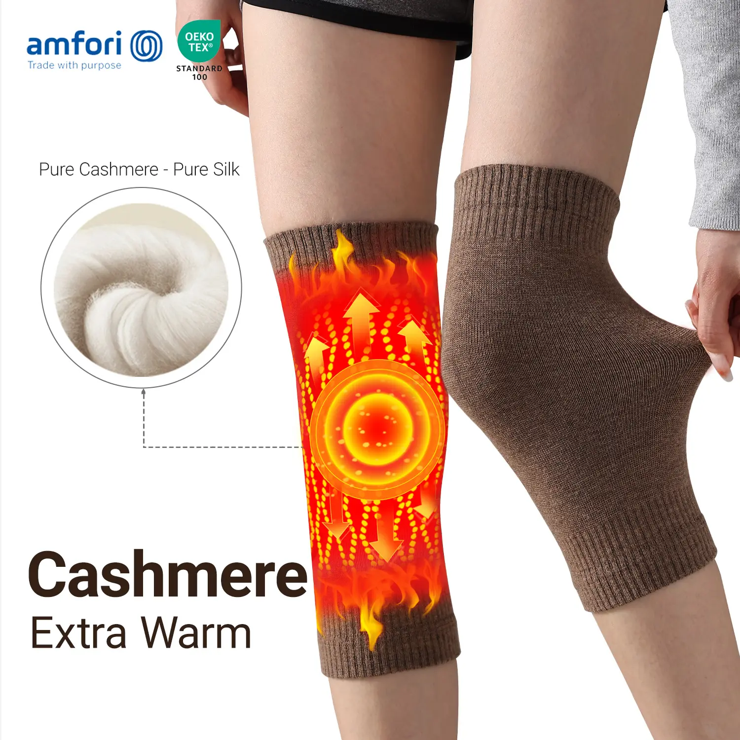 Isunie Cashmere Wool Blend Knee Warmers for Adults, Breathable Thermal Sleeve with Anti-Slip Grip for Everyday Sports and Casual Wear, Heat Retention, Secure Fit, Wool-Silk, Anti-Slip Surface, Breathable Wool-Silk Blend, Everyday Sports & Outdoor Support