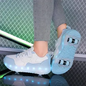 USB-Charging Glowing Roller Skate Shoes - Breathable, Wear-Resistant & Detachable for Indoor and Outdoor Use