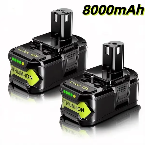 2 Pack 8000MAh Replacement Ryobi 18V Batteries with Indicator Light for Li-Ion MAX P102 P103 P104 P105 P107  P109 P108 P122 Series Power Tools