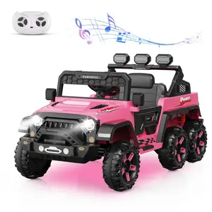 Pink 24V Power Wheels for Kids with Remote Control, Ride on Car with 6 Wheels, 4WD Switchable Electric Car for Kids, Kids Electric Vehicles Battery Powered Toy Car, Bluetooth, 3 Speeds