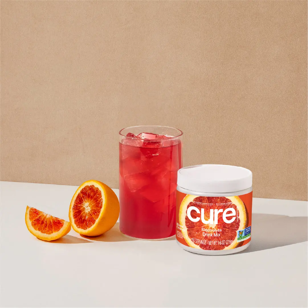 Cure Hydration | Plant-Based Electrolyte Drink Mix | No Added Sugar | Dehydration Relief Powder Made with Coconut Water | Non-GMO | Vegan | 28 Servings Jar