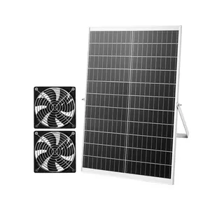【fathersdaygift】VEVOR Solar Powered Fan, Summervibes, 30W Solar Panel with 2 Fans, Adjustable Solar Panel Angle, 2668 RPM High-Speed, Flexible Installation, Fast Air Exchange for Greenhouse, Grow Tents, Chicken Coops, Shelters