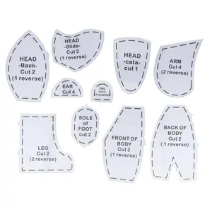 Memory Bear Sewing Pattern Templates Set, 10 Inch Acrylic DIY Animal Quilting Kit for
