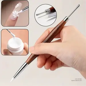 Double-Ended Silicone Press-On Nail Art Brush, 1/2/3 Pack, Extension Glue Pen, Manicure Tool, Floral Design Pen, Beauty Supplies