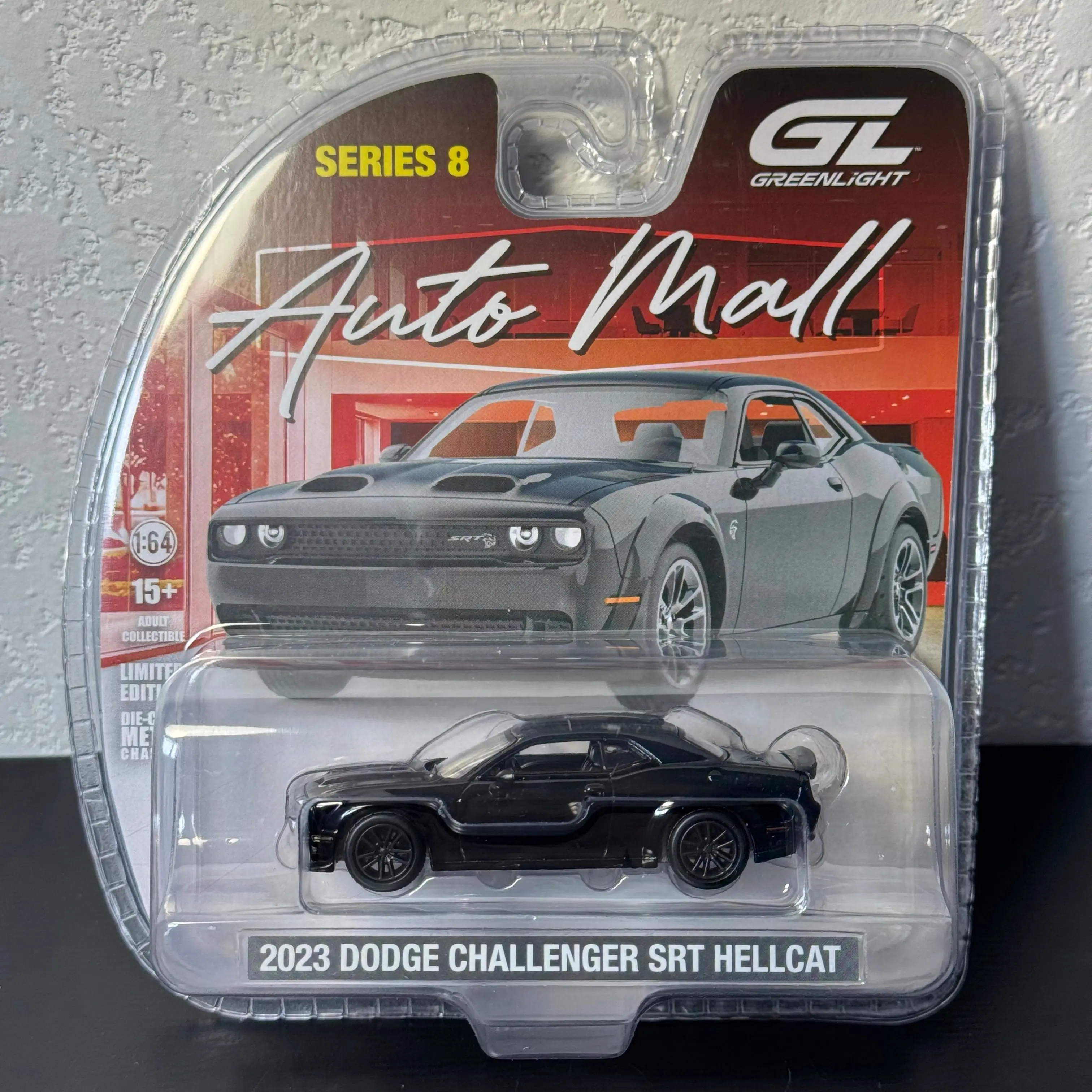 Greenlight Auto Mall Series 8 2023 Dodge Challenger SRT Hellcat Widebody Black 68080-B 1:64