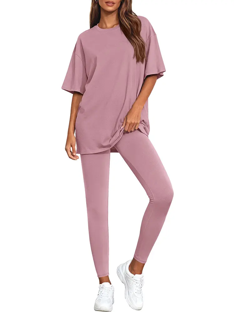BTFBM Two-Piece Lounge Set Women 2026 Spring Casual Oversized Shirts Leggings Matching Workout Airport Travel Outfits #Clearance