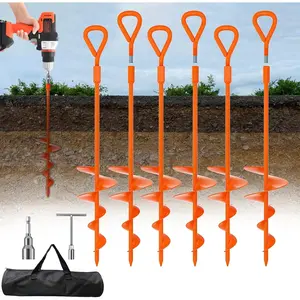 18''/30" Long Ground Anchor, Heavy Duty Earth Anchors Ground Anchors Screw in Kit with T-Handle Hex Wrench for Camping Tent, Swing Sets, Securing Animals, Sheds, Trampoline