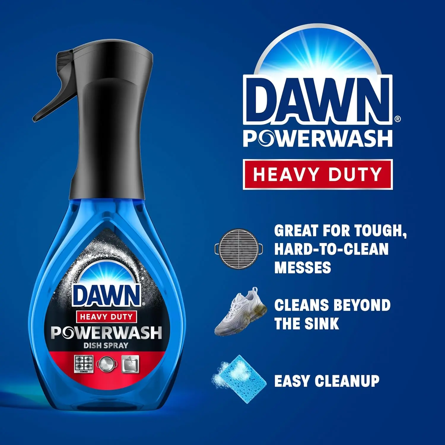 Heavy Duty Powerwash Multipurpose Kitchen Cleaner Spray - Home Cleaning Supplies for Grease Stain Removal, Dishware Cleaning, 16 fl oz Spray Bottle